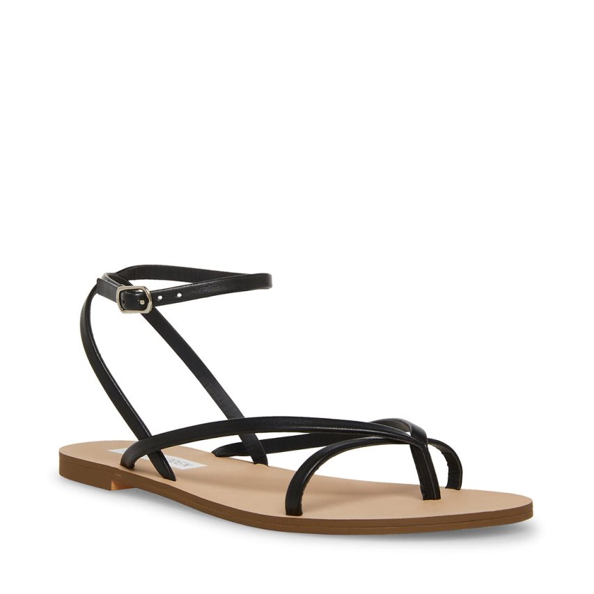 Black Steve Madden Amuse Women's Flat Sandals | PH 7638NYS